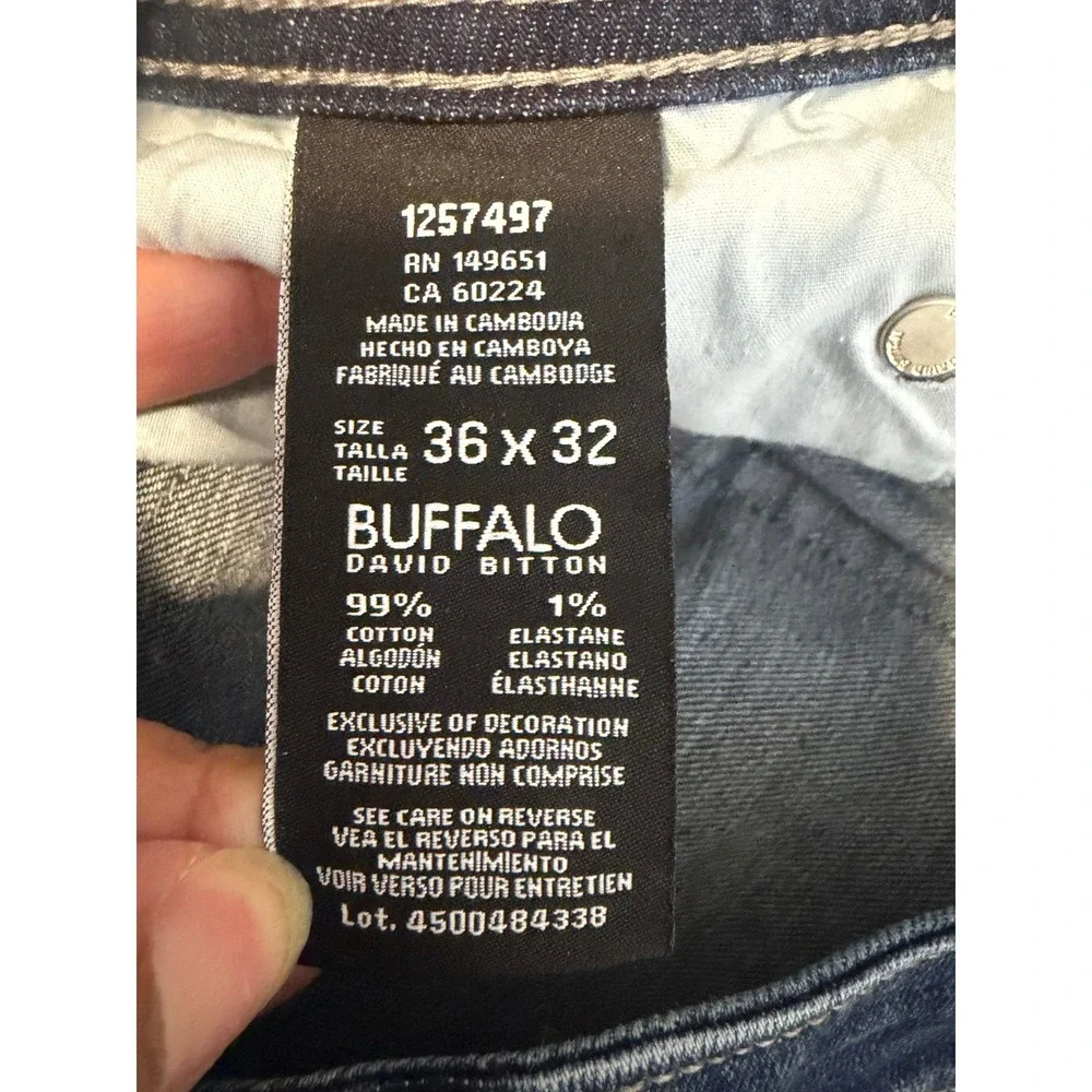Buffalo David Bitton Jackson Straight Stretch Jeans Men's 36x32 Dark Wash Blue
